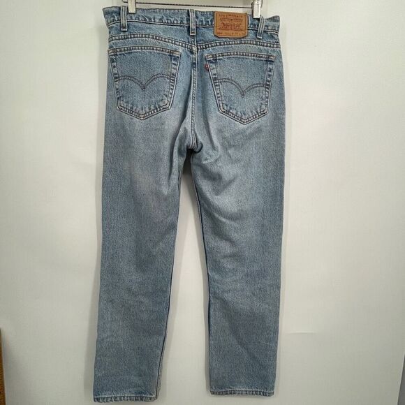 Levi’s Blue Light Wash Red Tab 505 Regular Fit Straight Leg Jeans Size 34x30 Mad - Picture 9 of 9